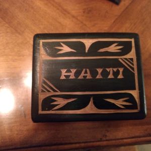 Handmade wooden box from Haiti